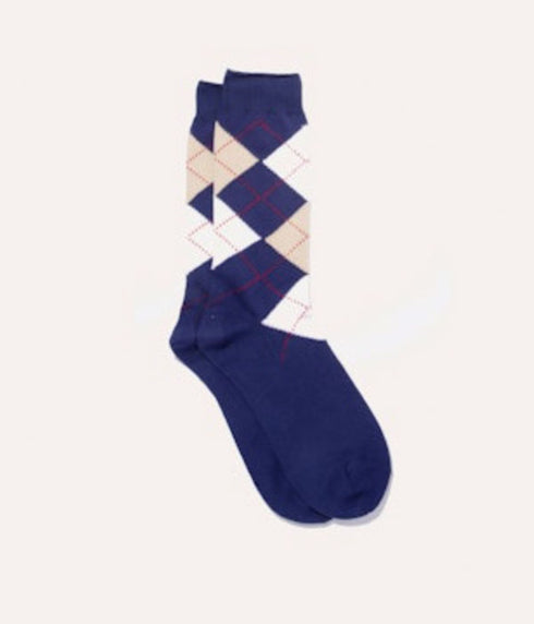 Cotton Argyle Socks - Navy